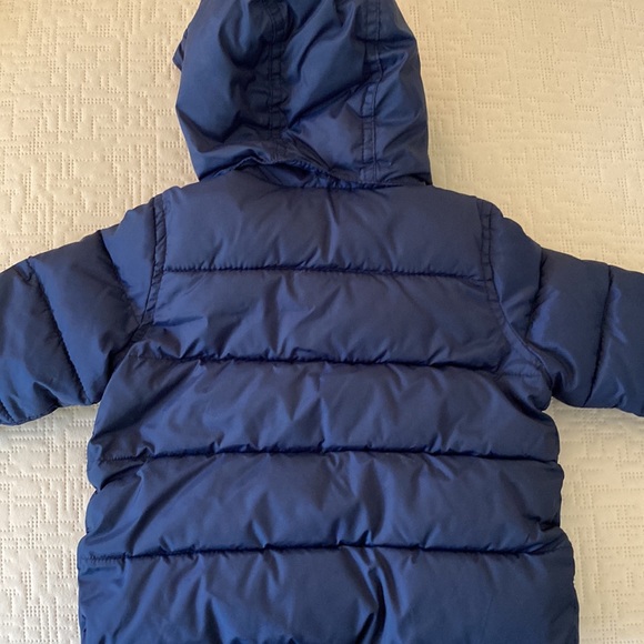 Gap Baby 6-12 Navy Peacoat Puffer Coat with detachable Hood - Picture 7 of 10